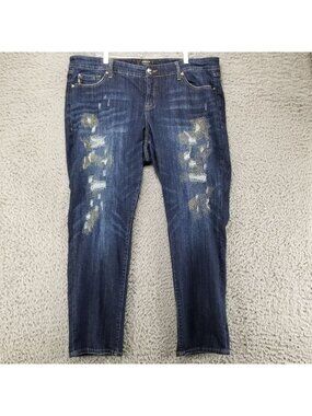 Torrid Jeans Womens 20 Blue Stretch Denim Distressed Boyfriend *Read*